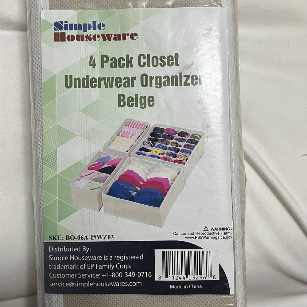 4 pack closet underwear organizer Beige